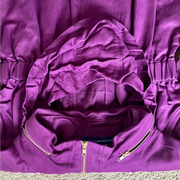 French Connection Purple Twill Cotton and Linen Blend Utility Jacket - Picture 9 of 13